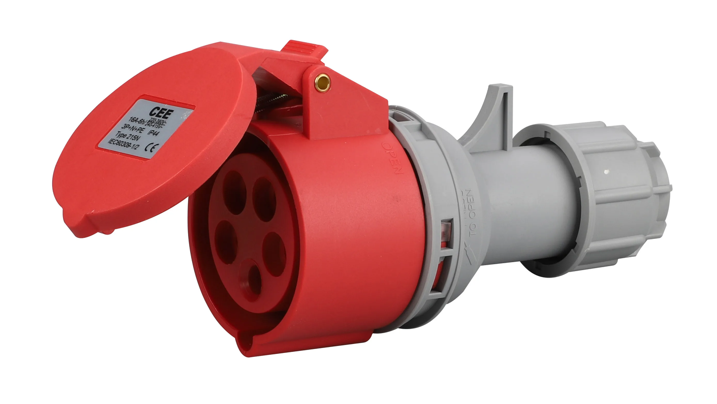 Three-phase power socket + plug 3P+E+N